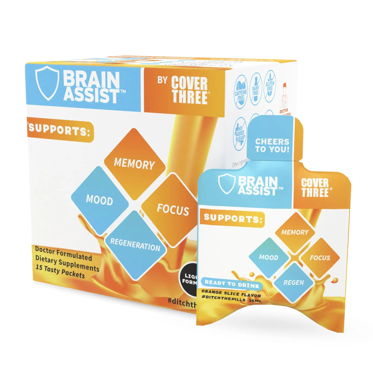 Cover Three Brain Assist - Liquid Brain Support for Focus & Memory BritishVita | Premium UK Vitamins & Wellness Supplements