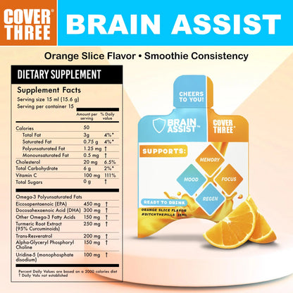 Cover Three Brain Assist - Liquid Brain Support for Focus & Memory BritishVita | Premium UK Vitamins & Wellness Supplements
