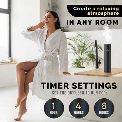 Luxury Waterless Essential Oil Diffuser with Bluetooth App Control (1000 sq ft) – Black