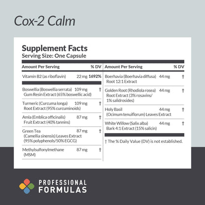 Cox-2 Calm Synergistic Herbal Blend – Turmeric, Boswellia & White Willow | 90 Capsules