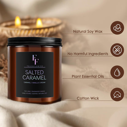 Salted Caramel Scented Candle – 7oz Soy Wax, Aromatherapy Gift