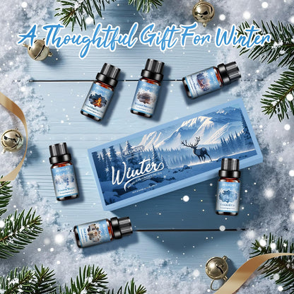 Winter Essential Oils Set – 6 Premium Holiday Fragrance Oils for Diffuser, Candle & Soap