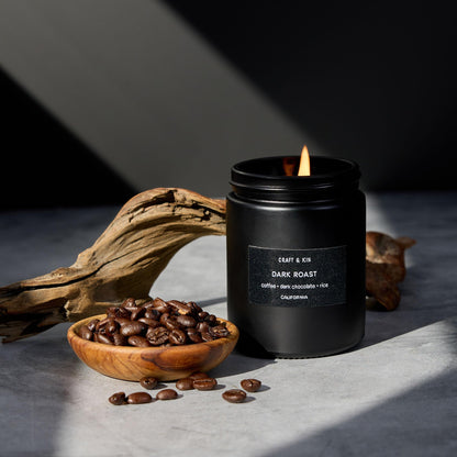 Craft & Kin Premium Dark Roast Coffee Candle – 7.6oz Soy, 45-Hour Burn