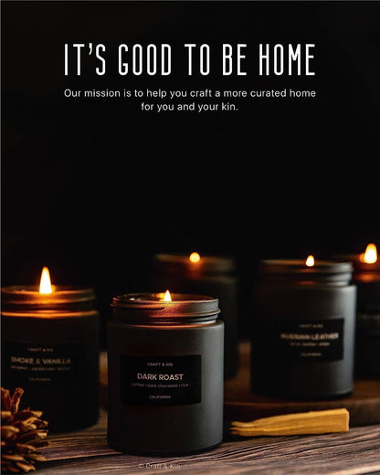 Craft & Kin Premium Dark Roast Coffee Candle – 7.6oz Soy, 45-Hour Burn