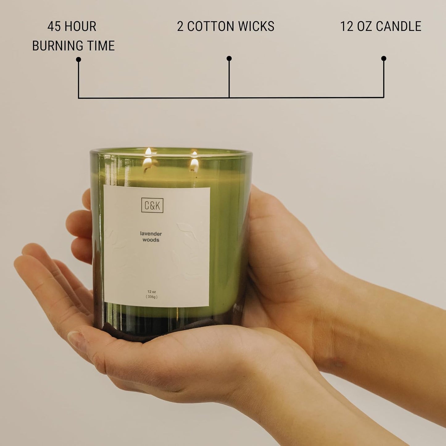 Craft & Kin Lavender Christmas Scented Candles | 12oz Lavender Woods Soy Candles | Holiday Natural Soy | Nature Collection