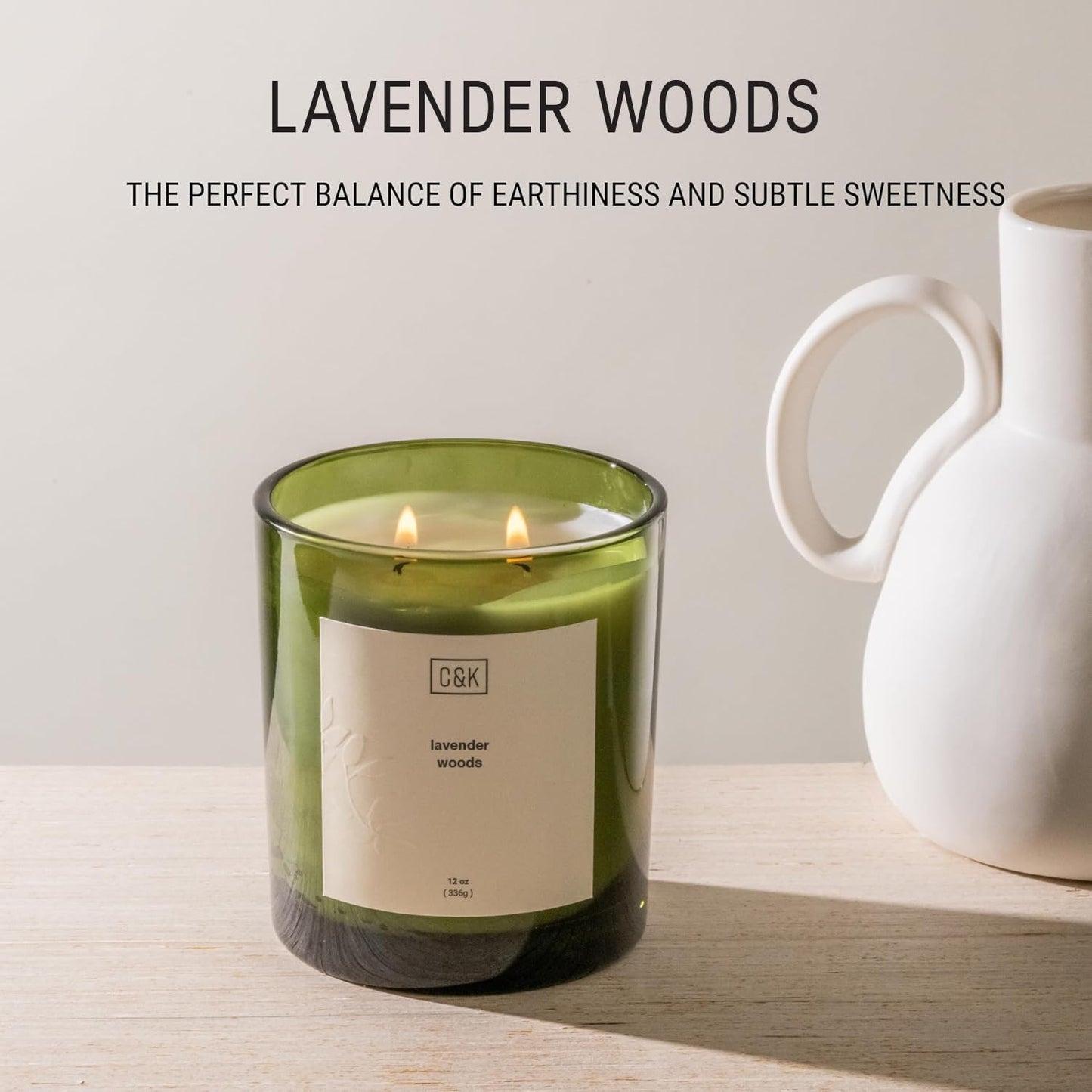 Craft & Kin Lavender Christmas Scented Candles | 12oz Lavender Woods Soy Candles | Holiday Natural Soy | Nature Collection