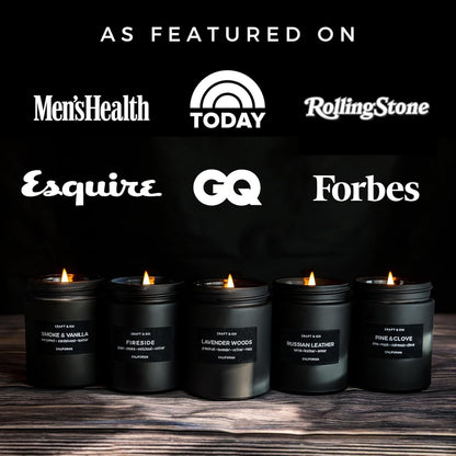 Craft & Kin Smoke & Vanilla Candle – Black Scent for Men, 7.6oz Soy, 45h Burn