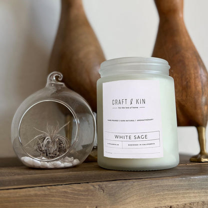 Craft & Kin White Sage Christmas Candles - 8 oz Soy Woodwick, 45 Hour Burn