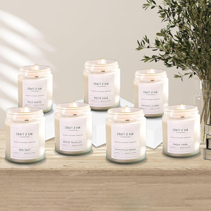 Craft & Kin White Sage Christmas Candles - 8 oz Soy Woodwick, 45 Hour Burn
