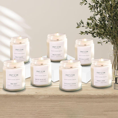 Craft & Kin White Tea & Lily Candle - 8oz, 45-Hour WoodWick Soy | Christmas Scented