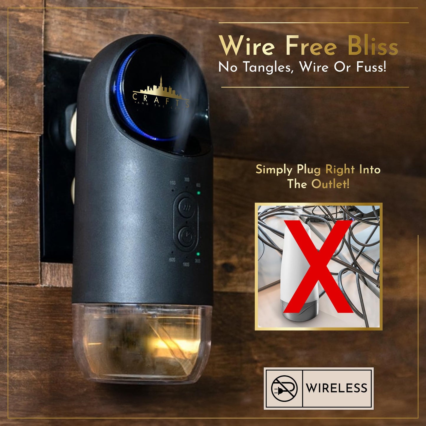 Crafts and the City Esscentialight Wireless Waterless Diffuser – Cordless Plug-In