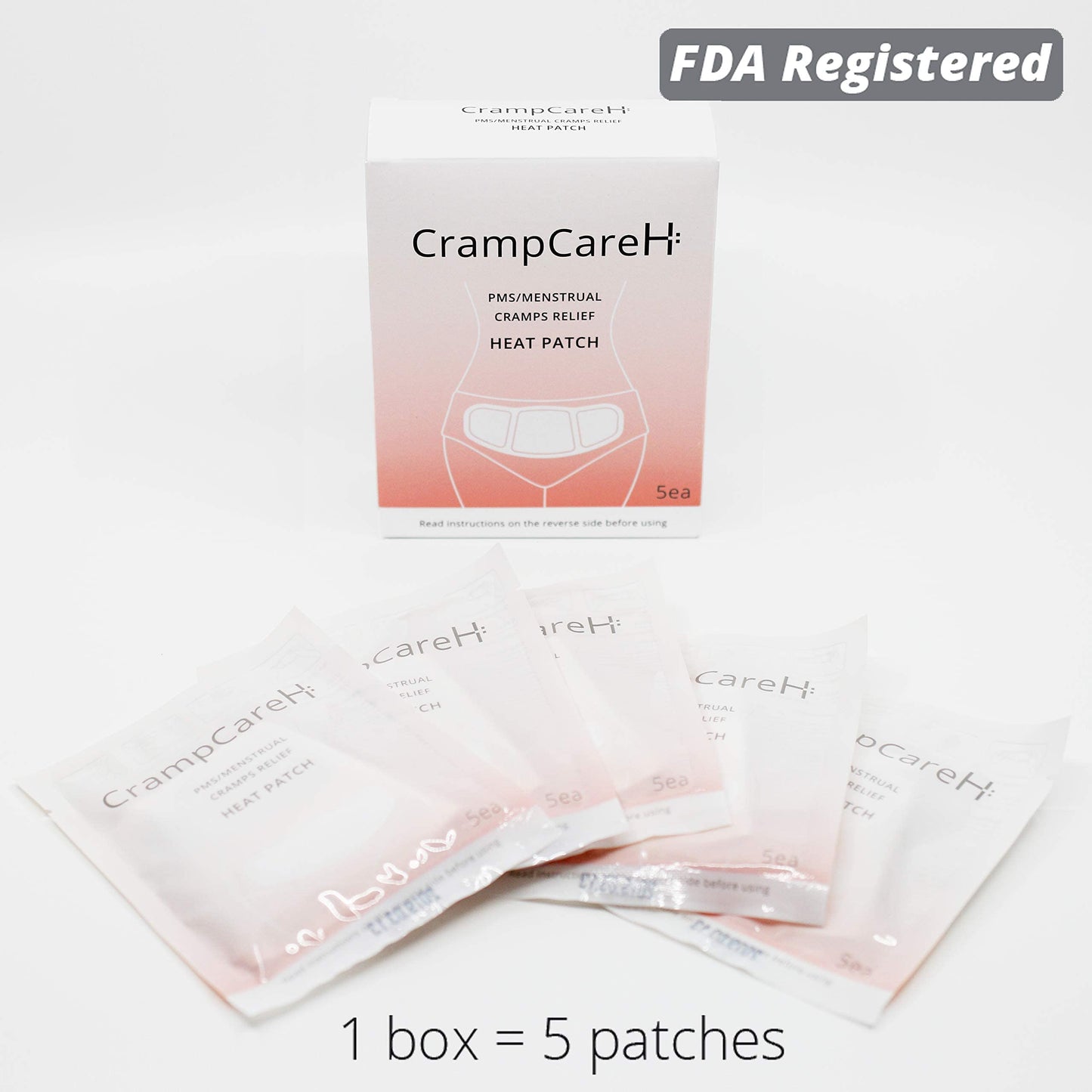 CrampCareH 5-Patch PMS Heat Patch with Wide Wings – FDA-Registered