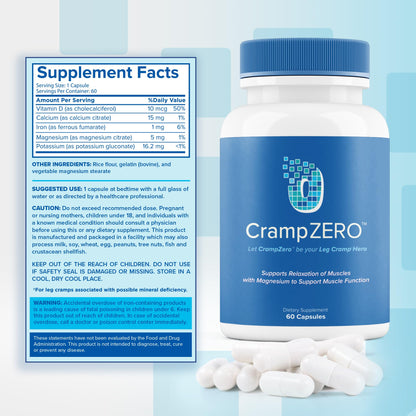 CrampZero Magnesium for Leg Cramps at Night – 60 Capsules