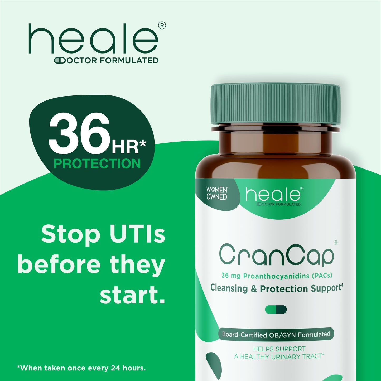 CranCap Cranberry Pills – Urinary Tract Health, 36mg PACs | Heale