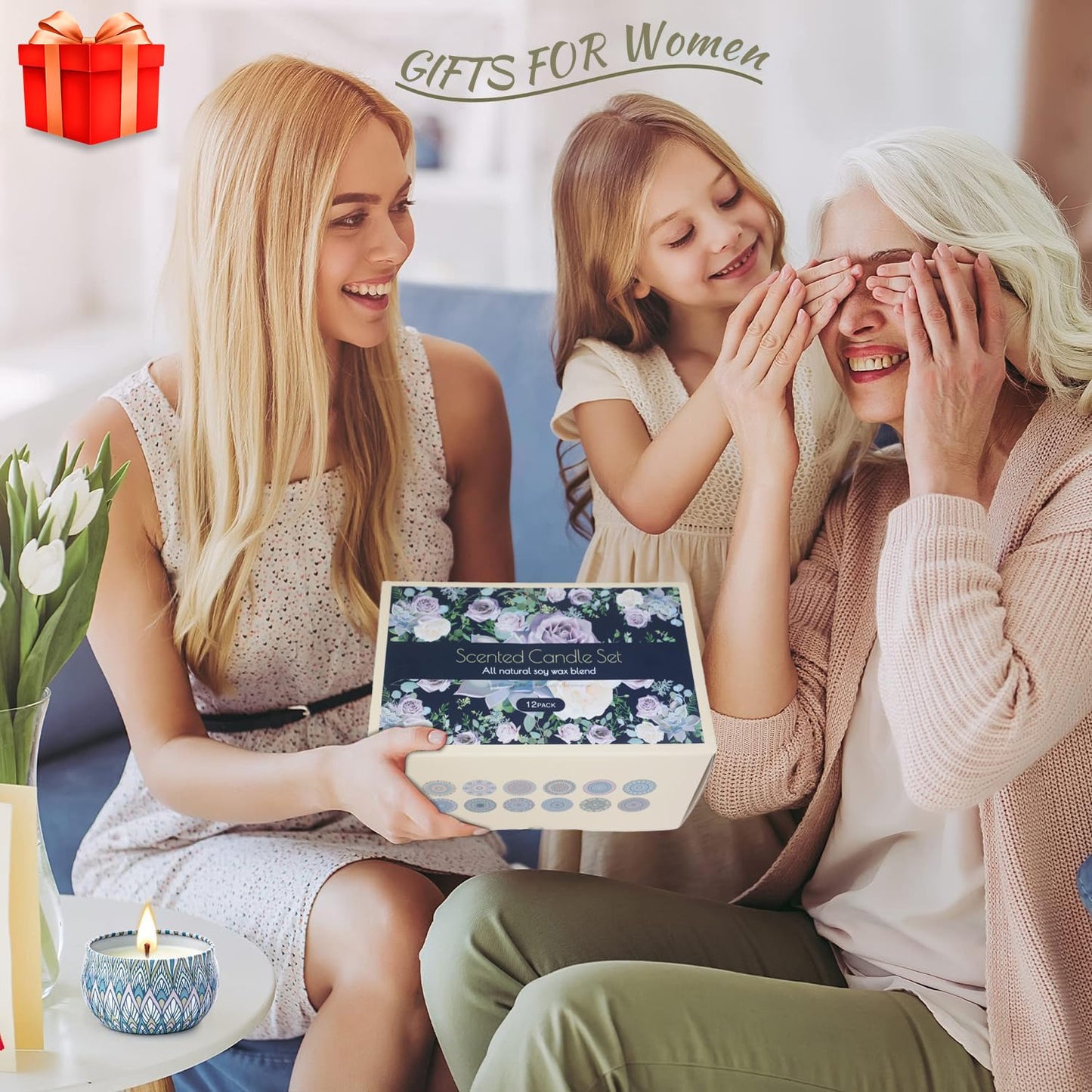 12-Pack Scented Candles Gift Set | Soy Wax Aromatherapy, 300H Burn Time