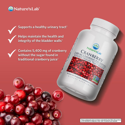 Nature's Lab Cranberry 5400mg – 90 Vegan Capsules – UTI Support, Gluten Free, Non-GMO