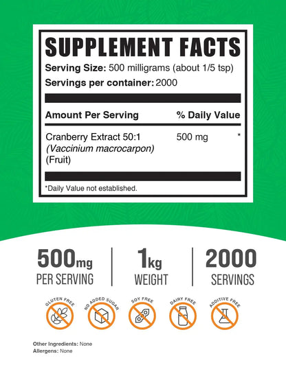 BulkSupplements Cranberry Extract Powder – 500mg/Serving, 1kg, Vegan & Gluten Free BritishVita | Premium UK Vitamins & Wellness Supplements