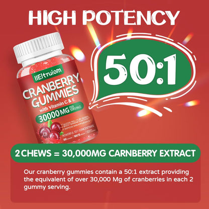 IIEltruiom Cranberry Gummies – Urinary Tract Health (Women & Men), 50x Concentrate, Hibiscus, 120 Counts