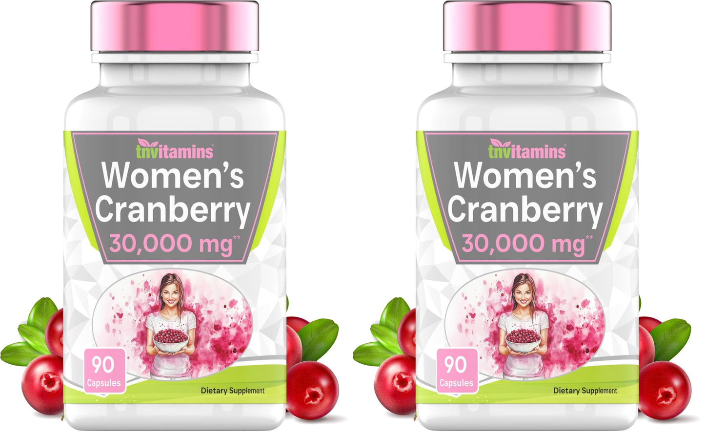Cranberry Pills for Women - 30,000 mg, 90 Caps | Pack of 2 | UTI Support | Made in USA