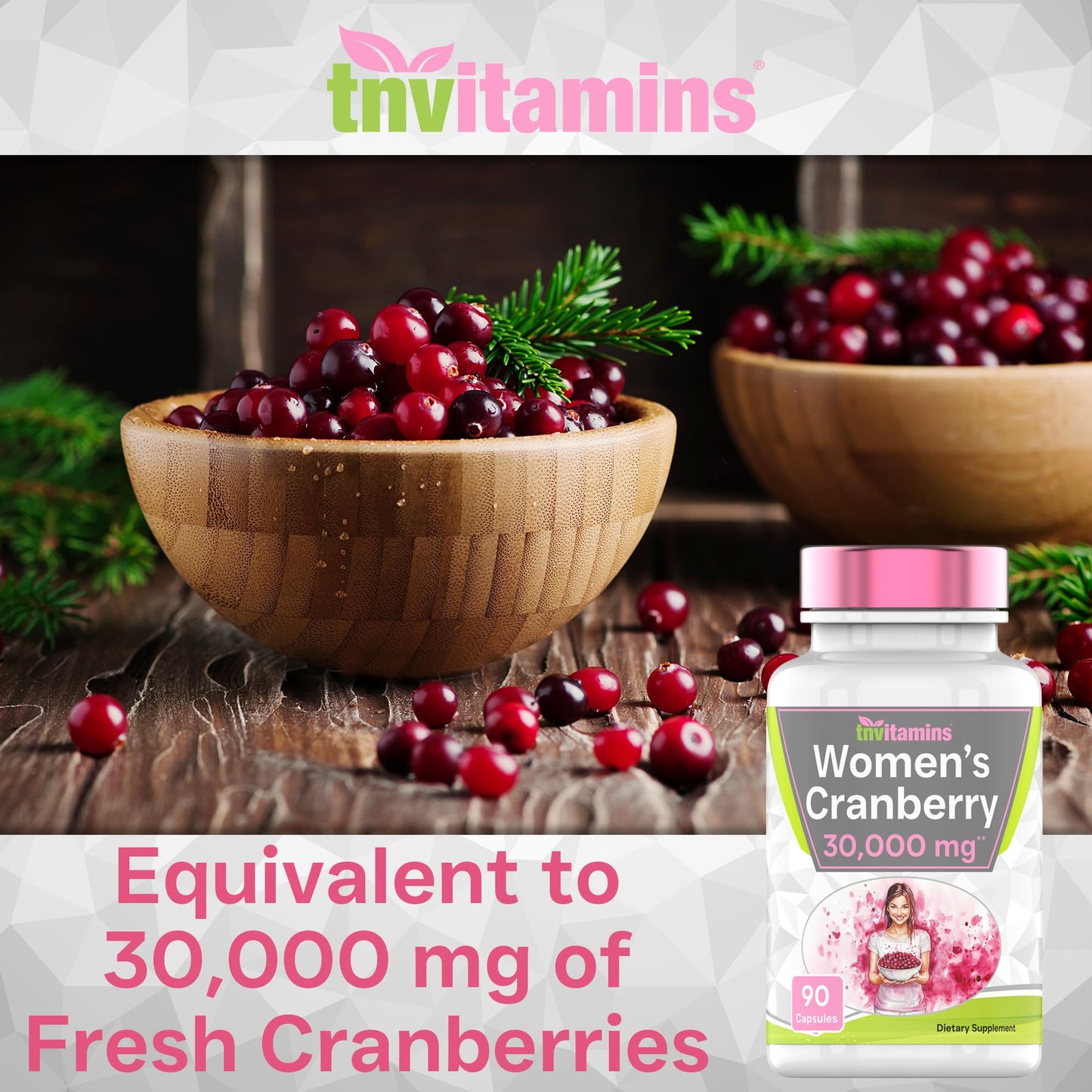 Cranberry Pills for Women - 30,000 mg, 90 Caps | Pack of 2 | UTI Support | Made in USA