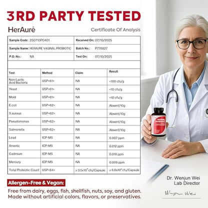 Vaginal Probiotics for Women - pH Balance, Odor Control, Flora, Immune Support - 60 CT