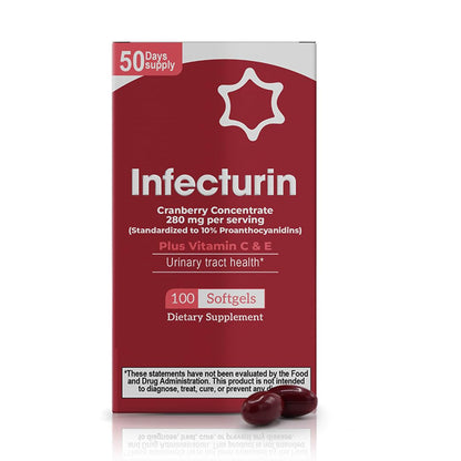 Cranberry 280 mg Concentrate + Vitamin C & E – 50 Softgels, Gluten Free