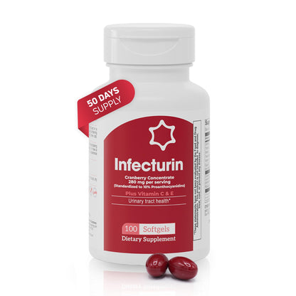 Cranberry 280 mg Concentrate + Vitamin C & E – 50 Softgels, Gluten Free
