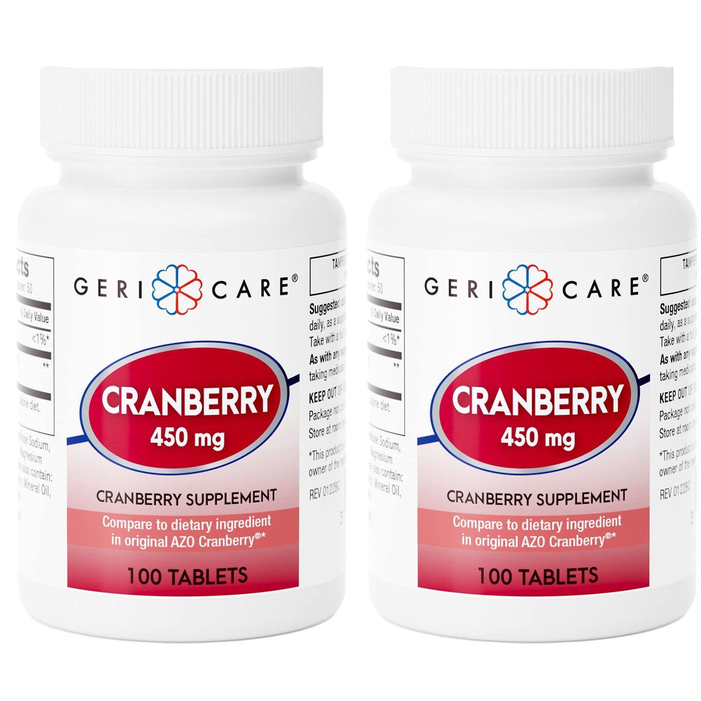 High-Potency Cranberry Supplement - 450mg Pure Cranberry Tablets for Urinary Tract Health - 2-Pack (200 Count) - Non-GMO, Gluten & Dairy Free