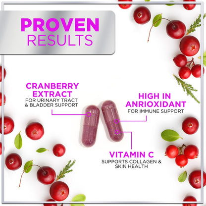 Cranberry Pills 25,000mg 3X Strength with Vitamin C | Sugar-Free, 60 Capsules