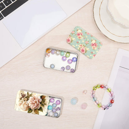 CREATCABIN 2 Pack Dental Floss Case – Portable Slider Lid, Flower Pattern Tin