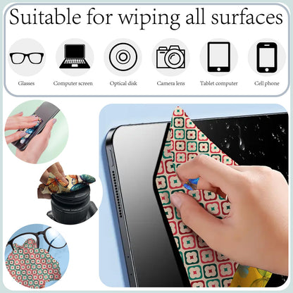 CREATCABIN 6 Packs Christmas Glasses Cleaning Cloths – Suede Fiber Microfiber Cloths, 6 x 6 Inch