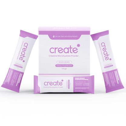 Create Single-Serve Creatine Monohydrate Powder – 5g Creapure Creatine, Sugar-Free, Vegan | Mixed Berry | 30 Portable Packets BritishVita | Premium UK Vitamins & Wellness Supplements