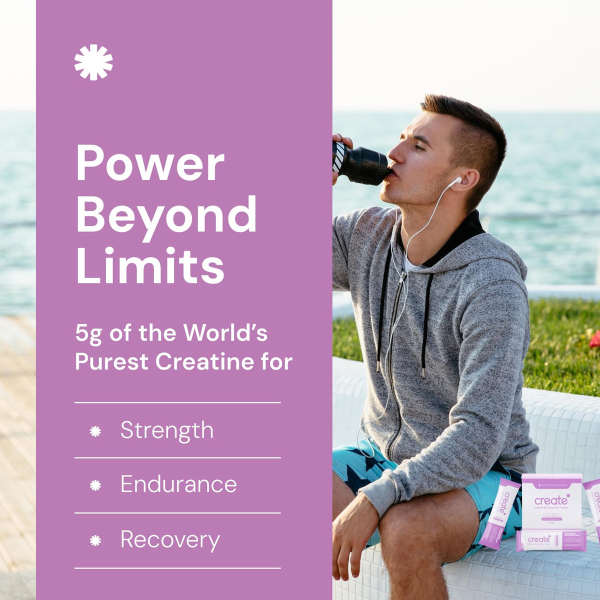 Create Single-Serve Creatine Monohydrate Powder – 5g Creapure Creatine, Sugar-Free, Vegan | Mixed Berry | 30 Portable Packets BritishVita | Premium UK Vitamins & Wellness Supplements