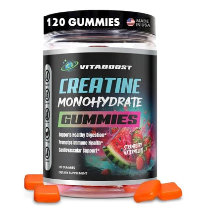 Creatine Gummies 5g Monohydrate – Vegan Pre-Workout (Strawberry Watermelon) – Made in USA