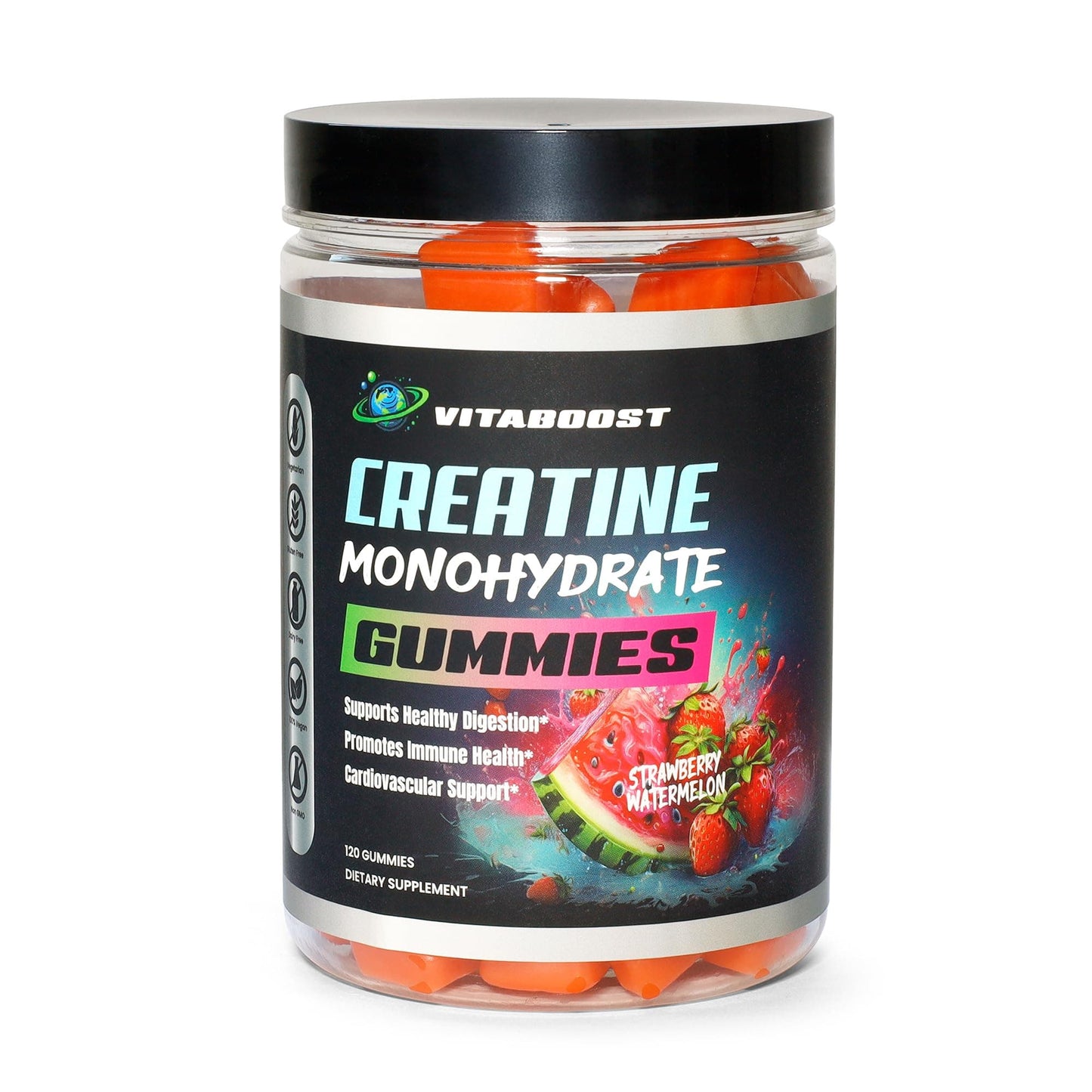Creatine Gummies 5g Monohydrate – Vegan Pre-Workout (Strawberry Watermelon) – Made in USA
