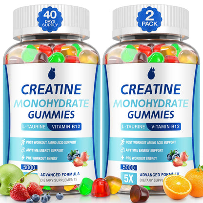Creatine Gummies 5g Monohydrate – Vegan, Low Sugar, 2 Pack