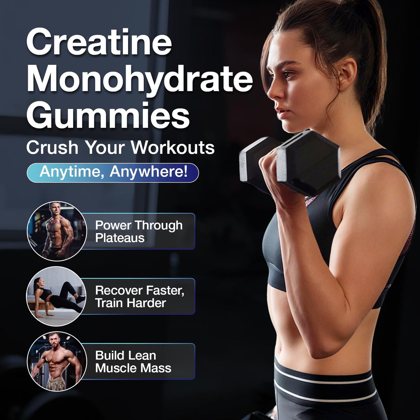 Creatine Gummies 5g Monohydrate – Vegan, Low Sugar, 2 Pack