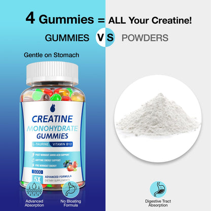 Creatine Gummies 5g Monohydrate – Vegan, Low Sugar, 2 Pack