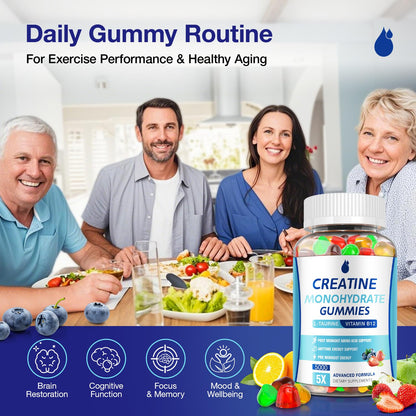 Creatine Gummies 5g Monohydrate – Vegan, Low Sugar, 2 Pack