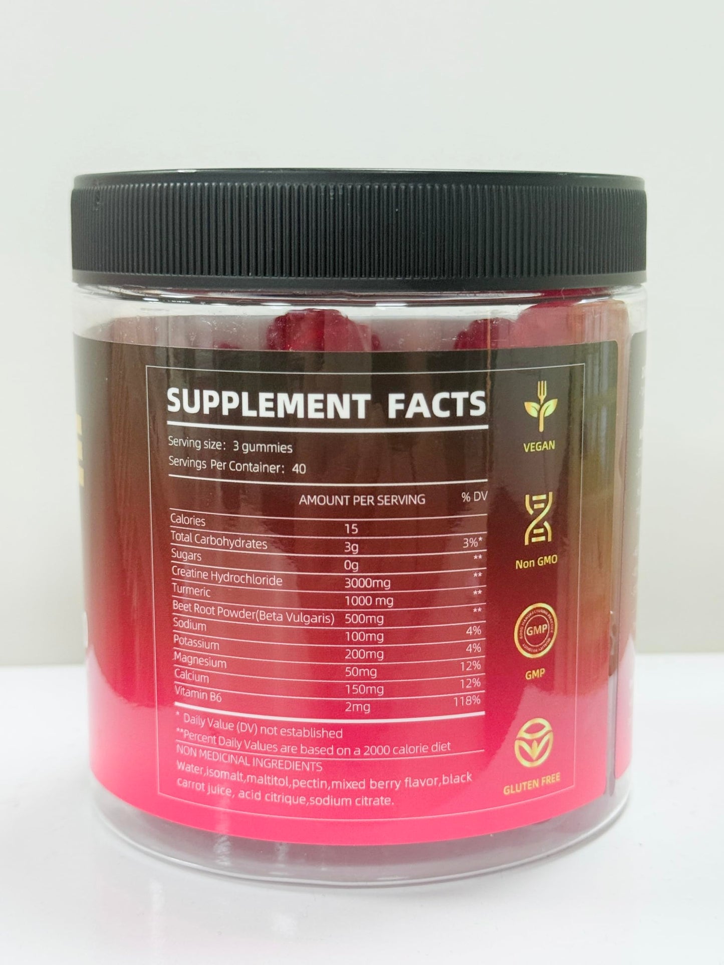 Creatine HCL Gummies for Men & Women | Sugar-Free, 120 Count Vegan Pre & Post Workout