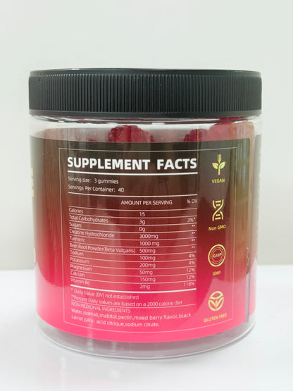 Creatine HCL Gummies for Men & Women | Sugar-Free, 120 Count Vegan Pre & Post Workout