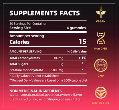 Creatine HCL Gummies for Men & Women – Sugar-Free, 120 Gummies