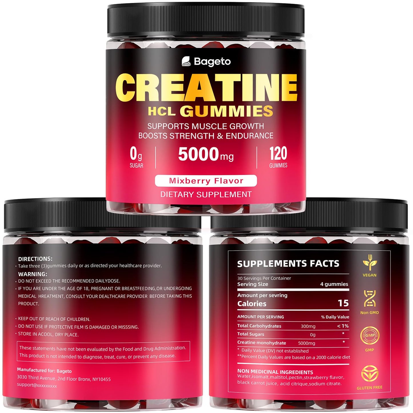 Creatine HCL Gummies for Men & Women – Sugar-Free, 120 Gummies