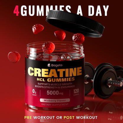 Creatine HCL Gummies for Men & Women – Sugar-Free, 120 Gummies