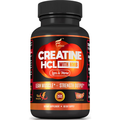 Creatine HCl Capsules with HMB – Muscle, Endurance & Strength | 180 Vegan Capsules