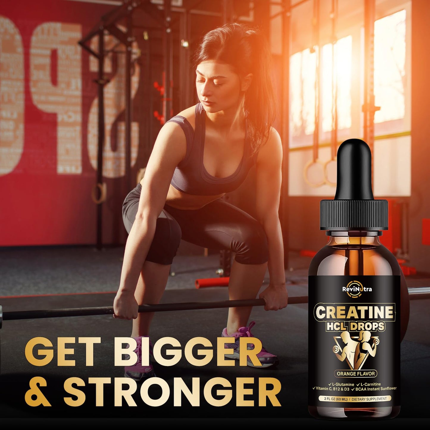 Creatine HCl Liquid Drops 1500mg – High Absorption, Orange Flavor | 2 fl oz