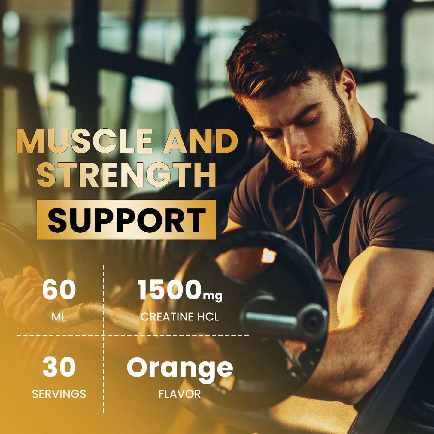 Creatine HCl Liquid Drops 1500mg – High Absorption, Orange Flavor | 2 fl oz