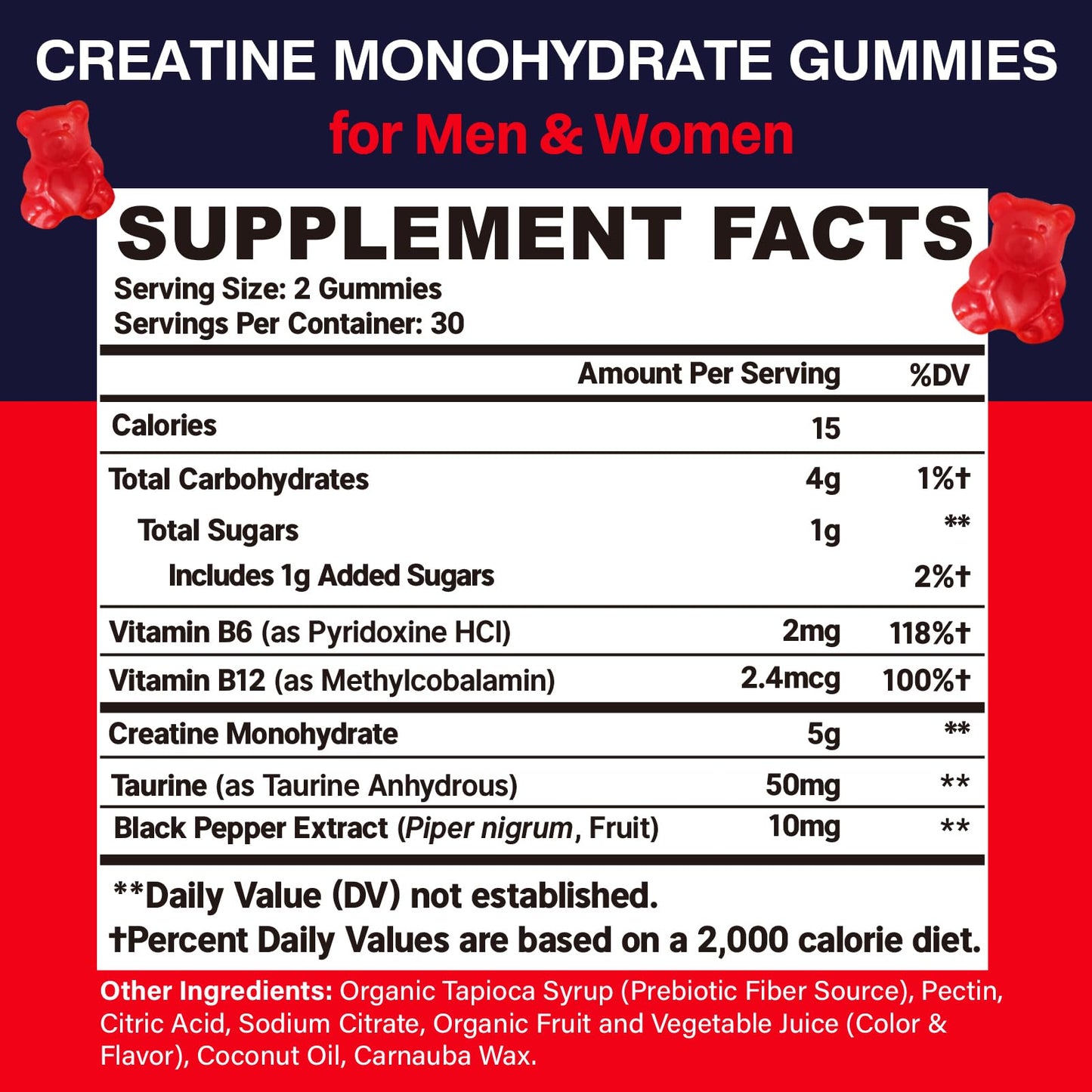 Creatine Monohydrate Gummies for Women & Men – Taurine & B6 (2 Packs)