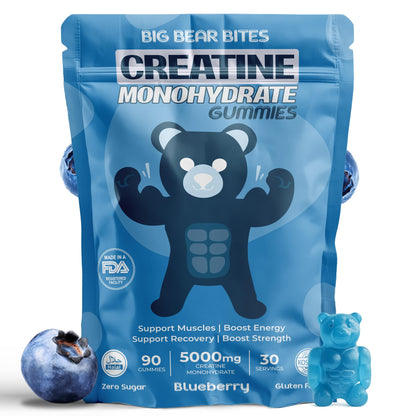 Creatine Monohydrate Gummies – 5000mg Daily Dose | 90 Gummies | Blueberry