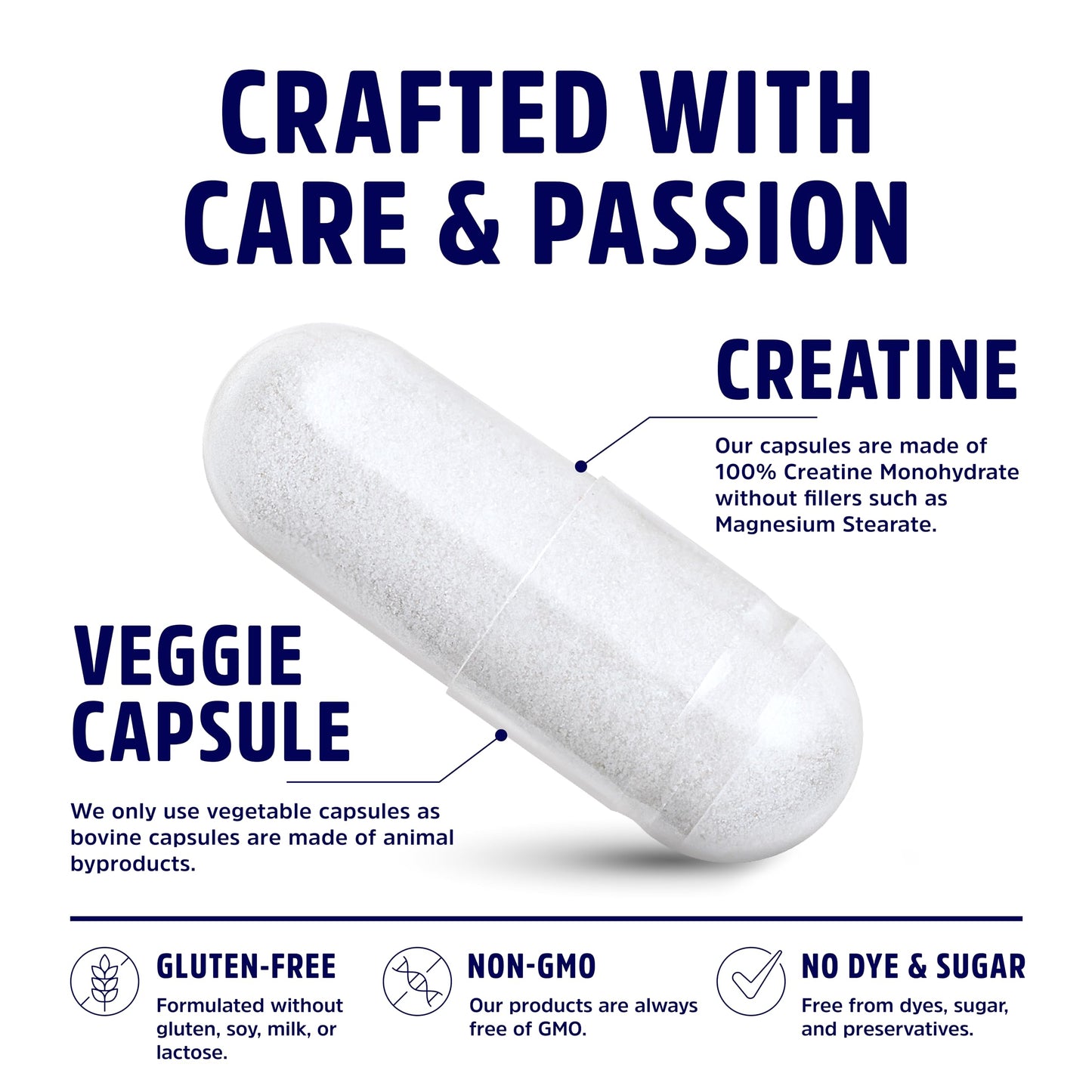Creatine Monohydrate Capsules 5G – 60 Servings, 240 Capsules | Vegan